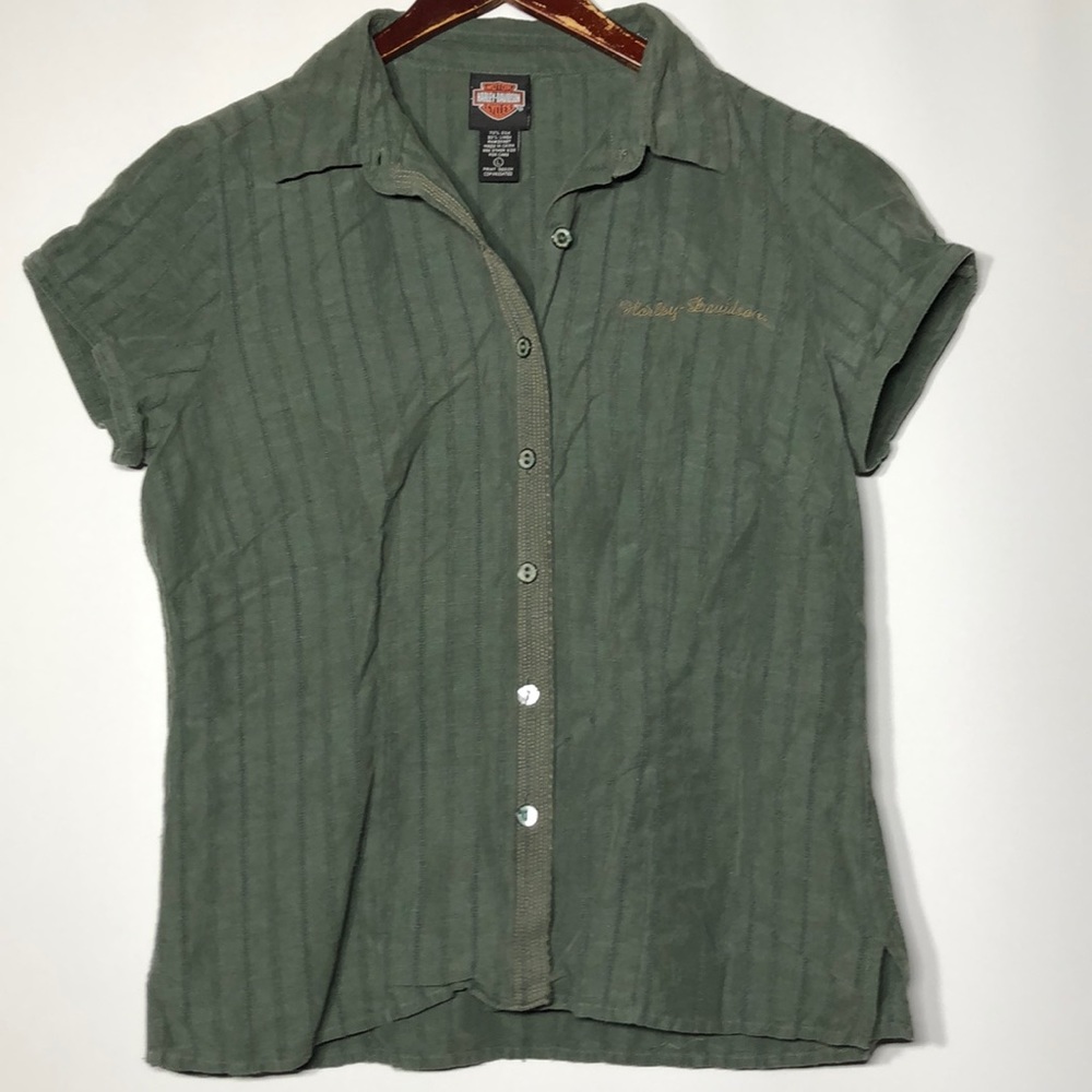 Harley Davidson Button Down With Shell Button - image 1